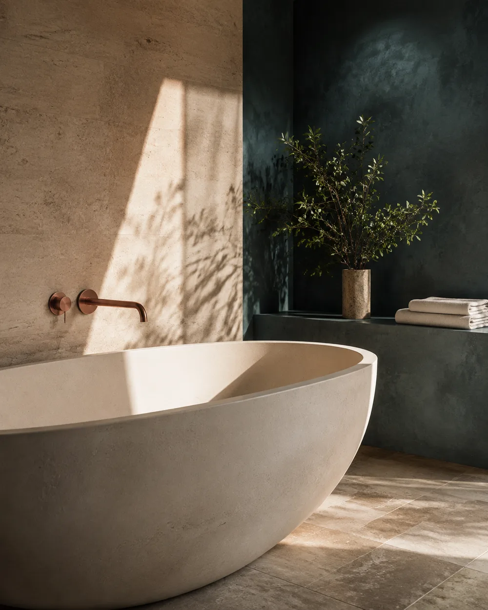 Özenle tasarlanmış modern banyo ve sıhhi tesisat detayları